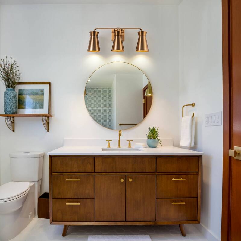 Modern 3-Light Wall Sconce - Brushed Brass Vanity Light for Bathroom, Bedroom, Hallway - 21.65"