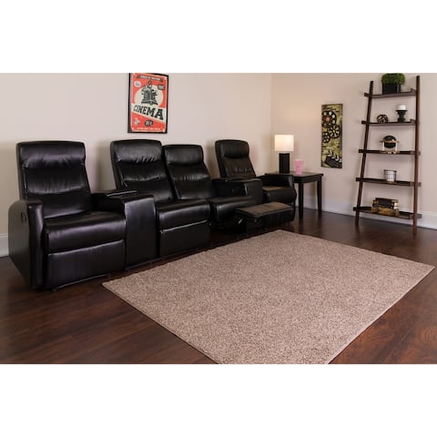 4-Seat Manual Reclining LeatherSoft Theater Seating Unit with Cup Holders