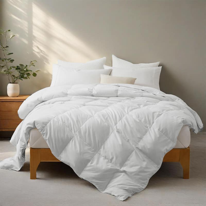 Medium Warmth All Season 600 Fill Power White Goose Feather Down Comforter Duvet Insert