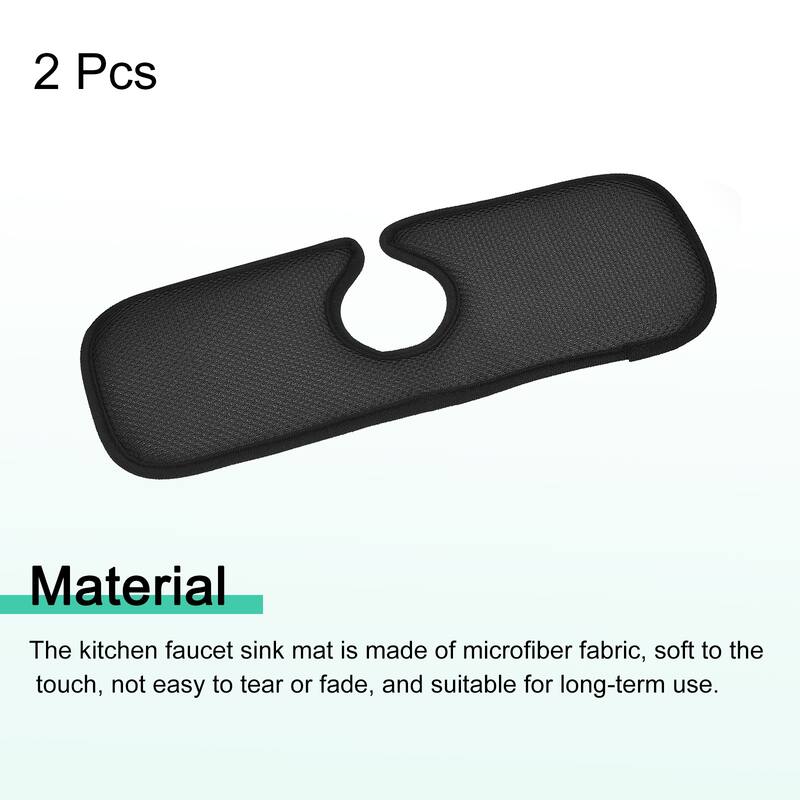 2pcs Faucet Mat Sink Splash Guard behind Faucet Handle Drip Water Catcher Black