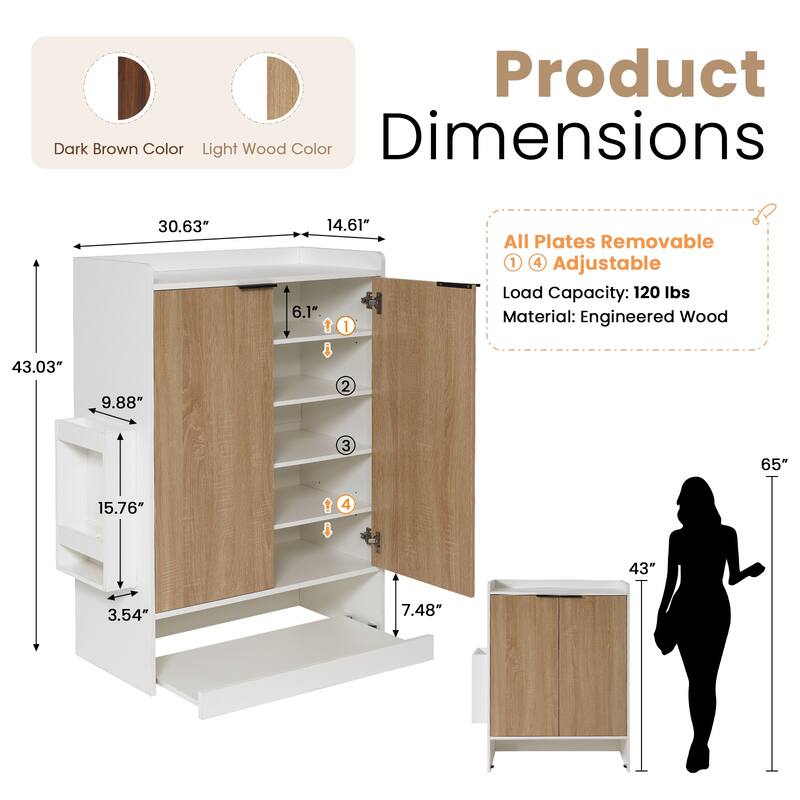 6-Tier Shoe Storage Cabinet with Slide Out Shelf and Umbrella Stand