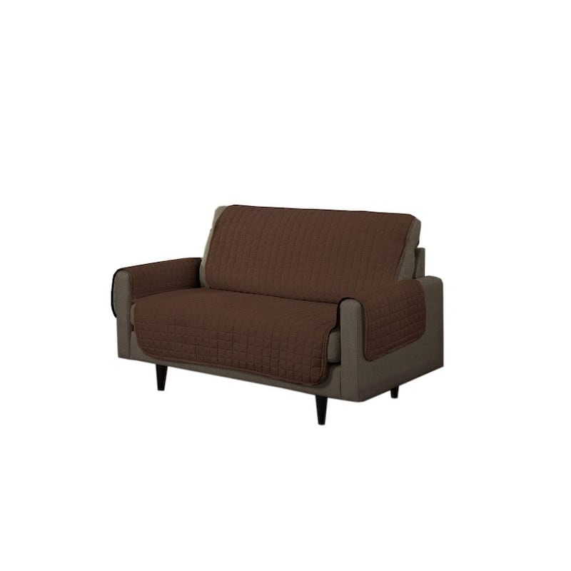 Quilted Microsuede Pet Dog Loveseat Furniture Protector Cover with Tucks - Love Seat - Brown