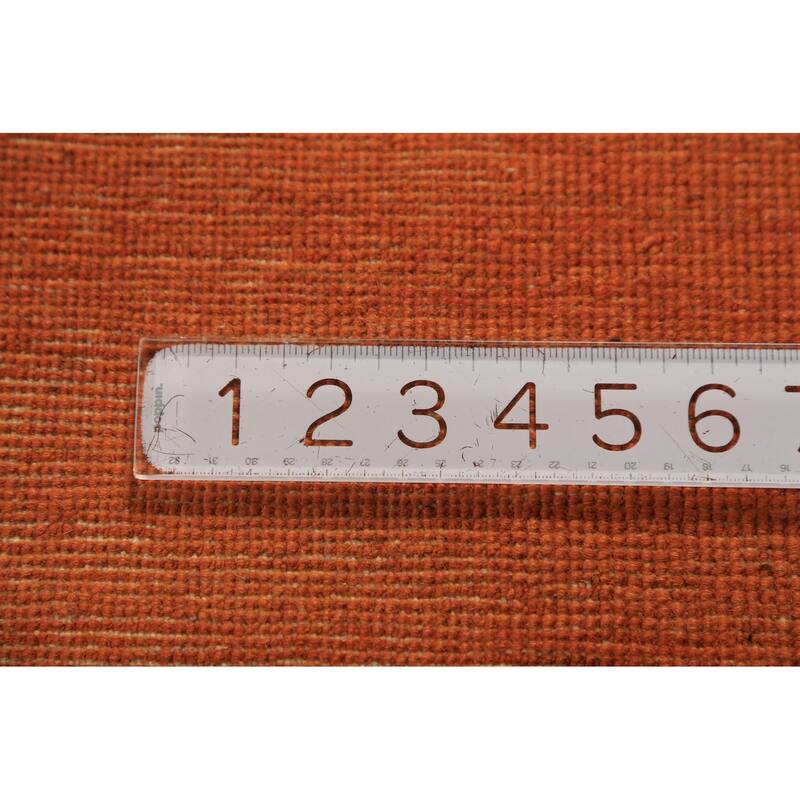 Orange Gabbeh Modern Area Rug Hand-Knotted Stripe Wool Carpet - 4'11" x 6'8"