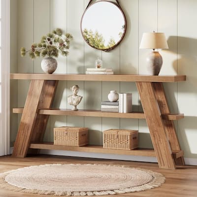 3-Tier Extra Long Console Table, 70.9" Sofa Table Behind The Couch, Farmhouse Entry Foyer Table