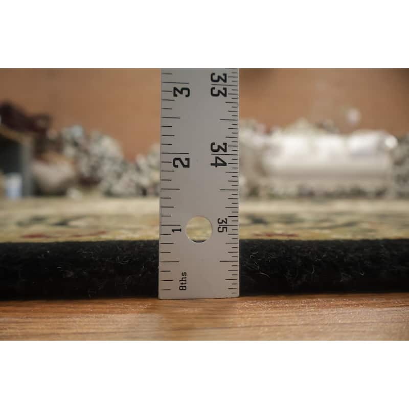 Hand Knotted Oriental 100% Wool Carpet Traditional Floral Black Agra Area Rug - 11' 11'' X 9' 2''