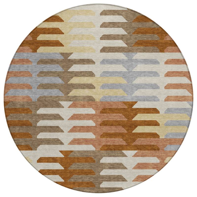 Machine Washable Indoor/ Outdoor Modern Stacks Chantille Rug