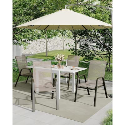 Outdoor Stackable Patio Chairs, High-Back Metal Frame with Durable Textilene Fabric, Set of 4