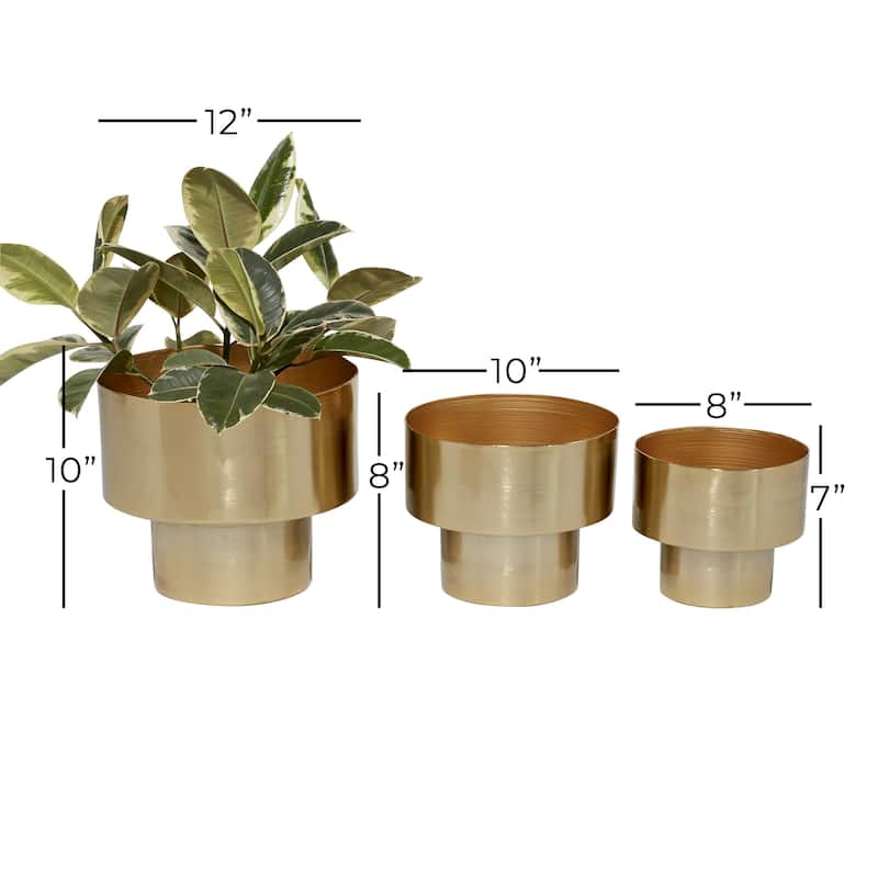 Metal Brushed Indoor Outdoor Planter - Set of 3 Gold - Roche River Decor