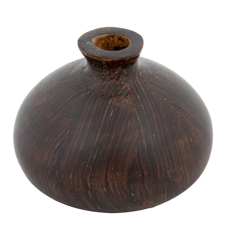Decorative Paulownia Wood Vase - Dark Brown