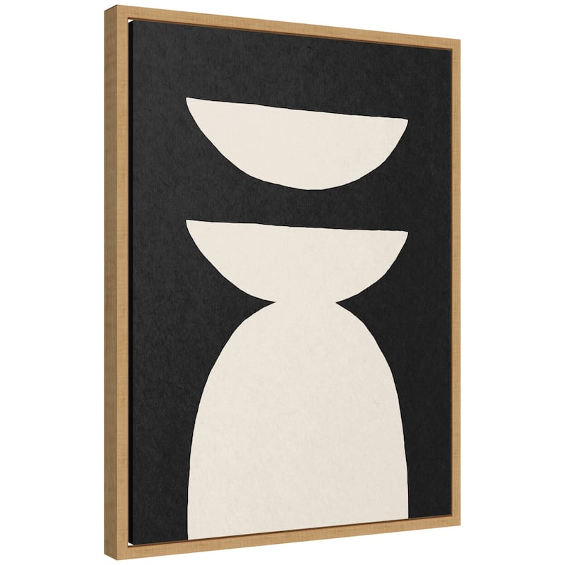 Kate and Laurel Sylvie White Geometric Abstract Framed Canvas by July Art Prints - 18x24 - Brown