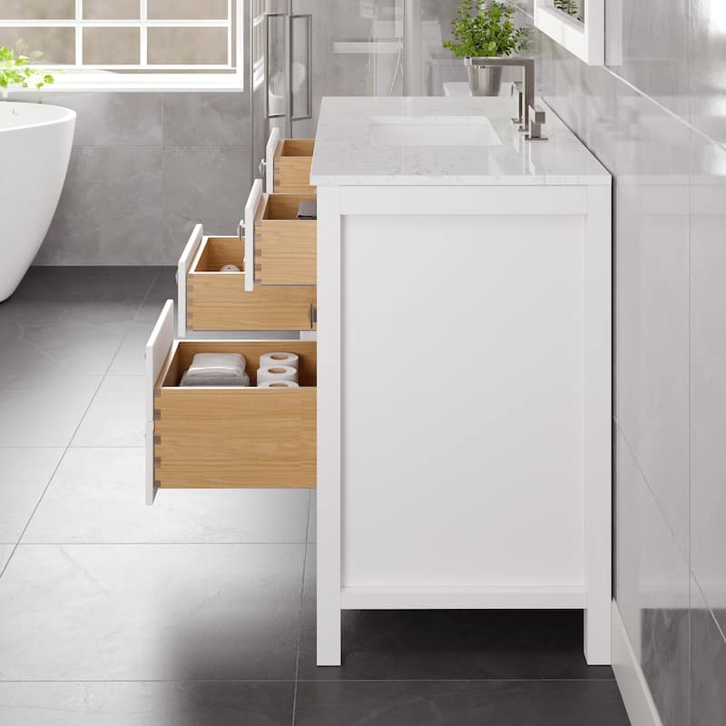Eviva Artemis Bathroom Vanity with White Engineered Stone Countertop and Undermount Porcelain Sink