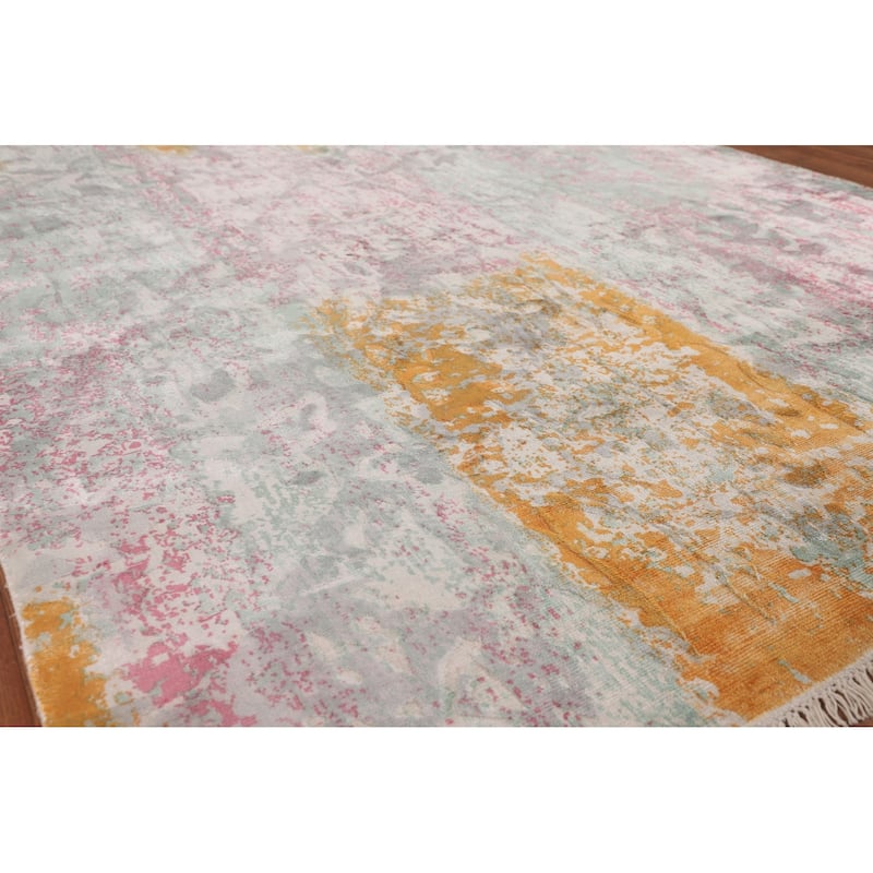 Contemporary Indian Area Rug Handmade Abstract Wool Carpet - 5'7"x 8'0"