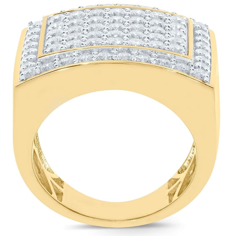 3Ct Diamond Men's Pave Anniversary Wedding Ring in 10k Yellow Gold