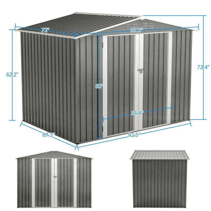 Rustproof Metal Tool Shed Garden Shed with Lockable Door, Pet Shed Storage Shed, Weatherproof & UV-Resistant聽