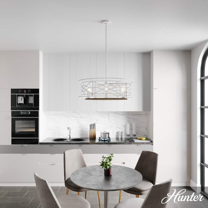 Hunter Langwood 30" 6-Light Round Chandelier - Dining Room, Entry - Caged, Contemporary, Modern Farmhouse, Transitional