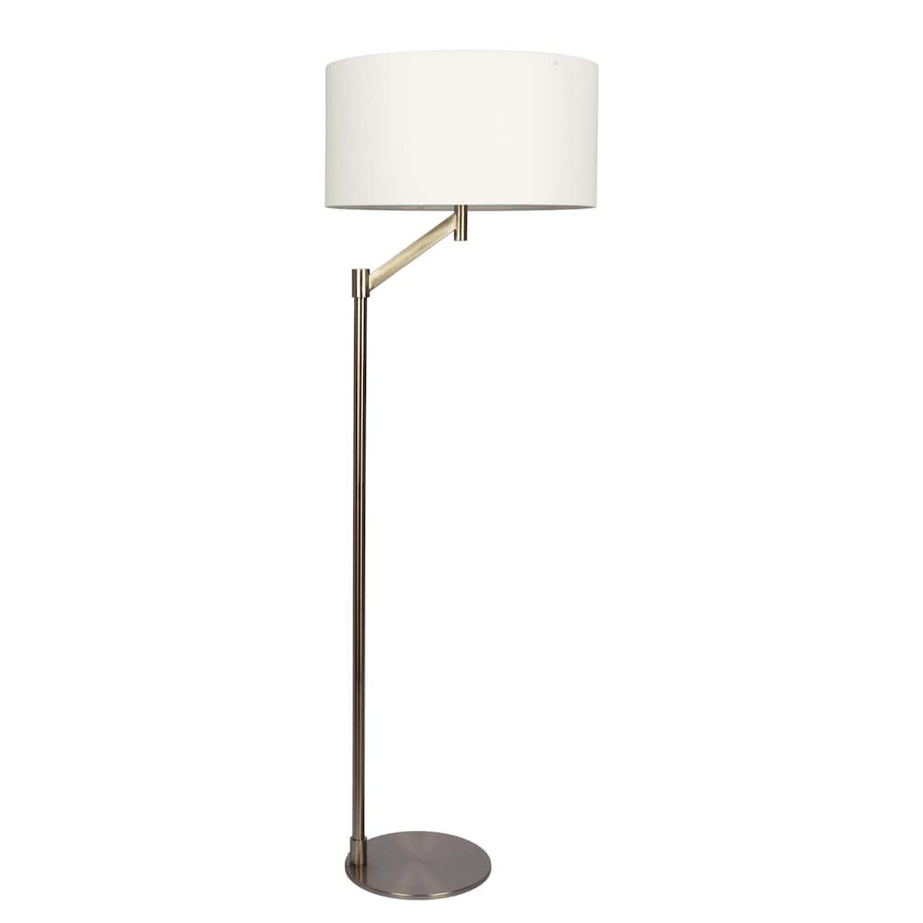 61" Brushed Nickel Floor Lamp with Metal Base White Linen Shade - Brushed Nickel,White