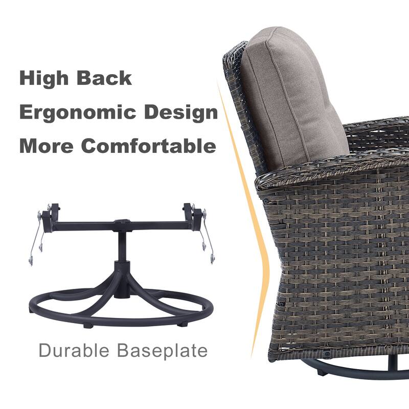 Outdoor Swivel Rocker Chair with Cushion - Brown