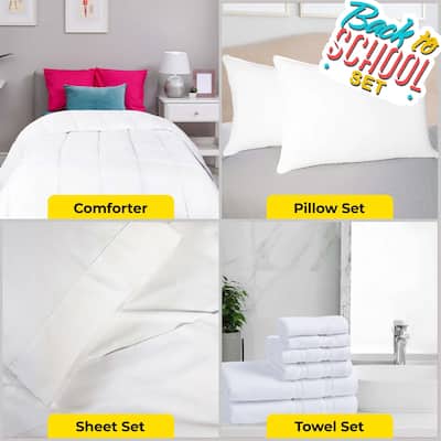 Superior Back To School Kit, Stress-Free Dorm Bundle, Twin/ Twin XL, White