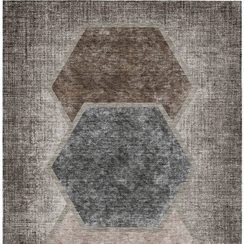 HomeRoots Geometric Transitional Rectangle Outdoor Rug