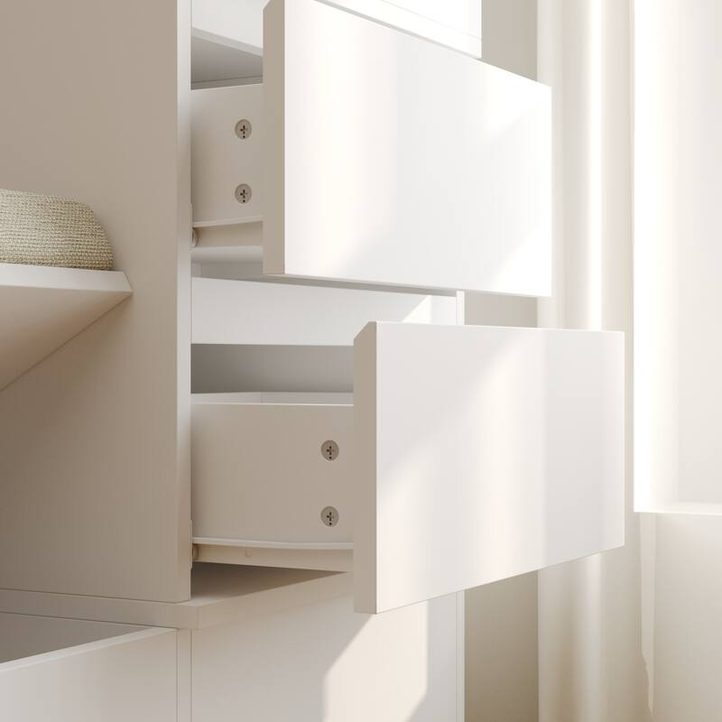 Entryway Cabinet Tempered Glass DoorsStorage Bench with Cushion, Modern Mudroom Hall Tree Organizer with Hidden Storage