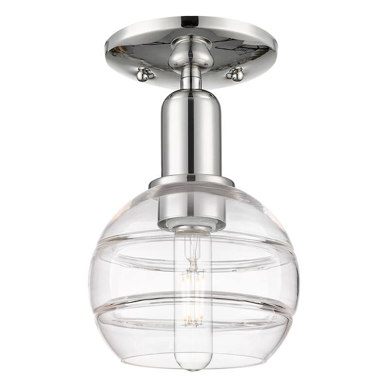 Innovations Lighting 716-1C-10-6 Rochester Semi-Flush Rochester 6" - Polished Nickel / Clear
