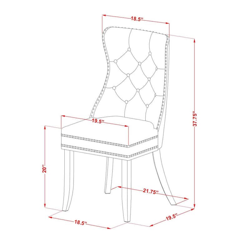 Modern Parson Dining Chairs - Set of 2, Gray Faux Leather Upholstered Kitchen Chairs