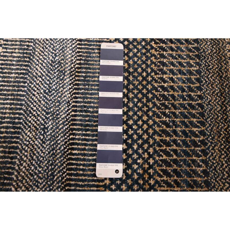 ECARPETGALLERY Hand-knotted Finest Silk Shadow Dark Navy, Ivory Viscose, Wool Rug - 6'1 x 9'2