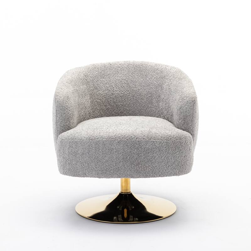 Accent Swivel Chair With Gold Metal Round Base