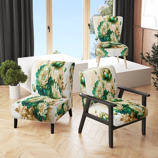 Designart Green Blooming Daisy I Upholstered Floral Botanical Accent Chair and Traditional Arm Chair Multiple Color On Sale Bed Bath Beyond 40030339