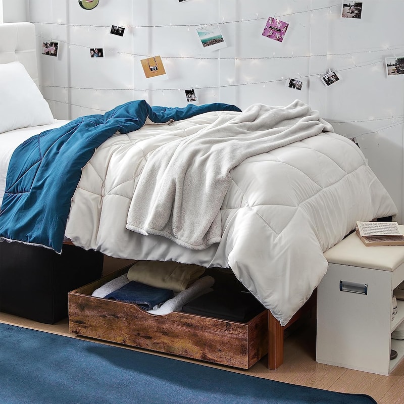 The Storage MAX - Underbed Wooden Organizer with Wheels - Warm Wood