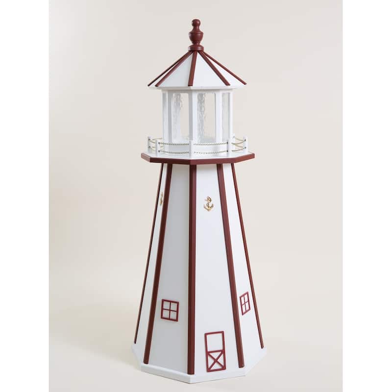 Wooden Lighthouse - 5 Foot - White/Red