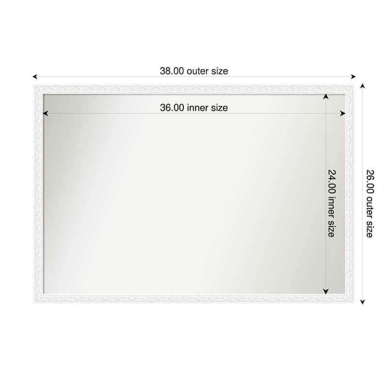 Bethany Non-Beveled Wood Framed Bathroom Vanity Wall Mirror - 38 x 26 in - Bethany White
