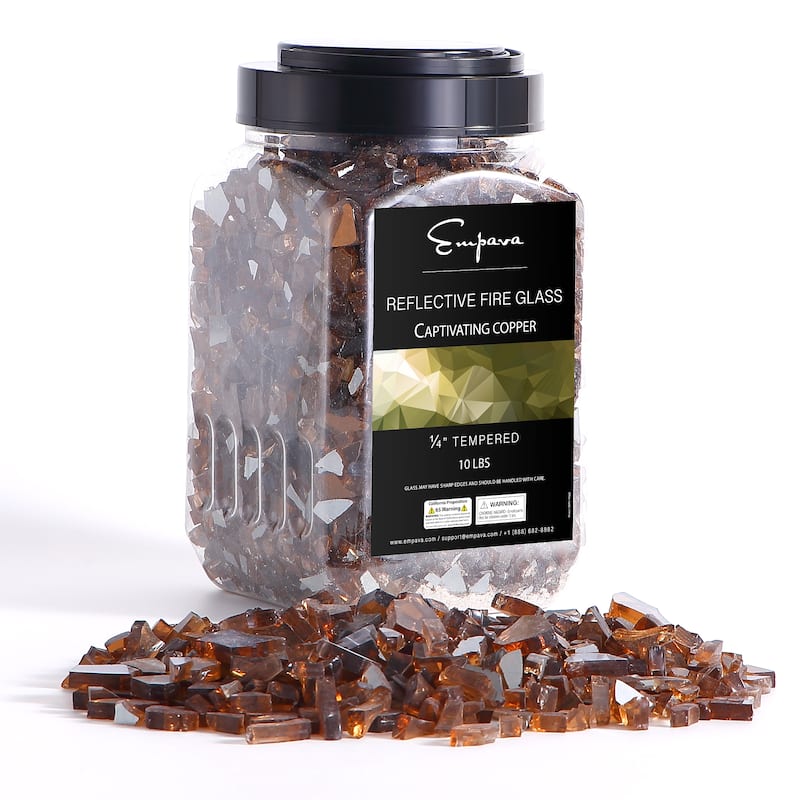 10 lbs. 1/4-in Copper Reflective Tempered Fire Glass for Gas Fire Pit