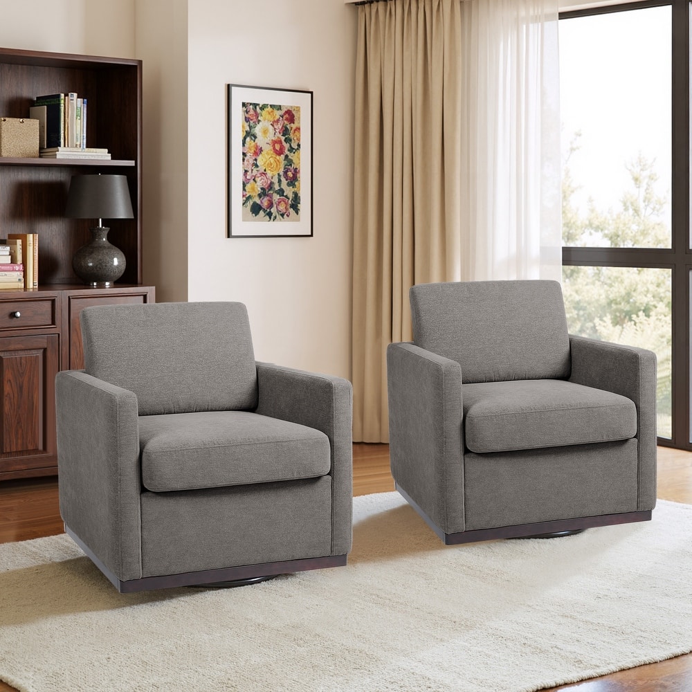 Set of 2 Modern Cozy Swivel Accent Chairs Upholstered Arm Chairs
