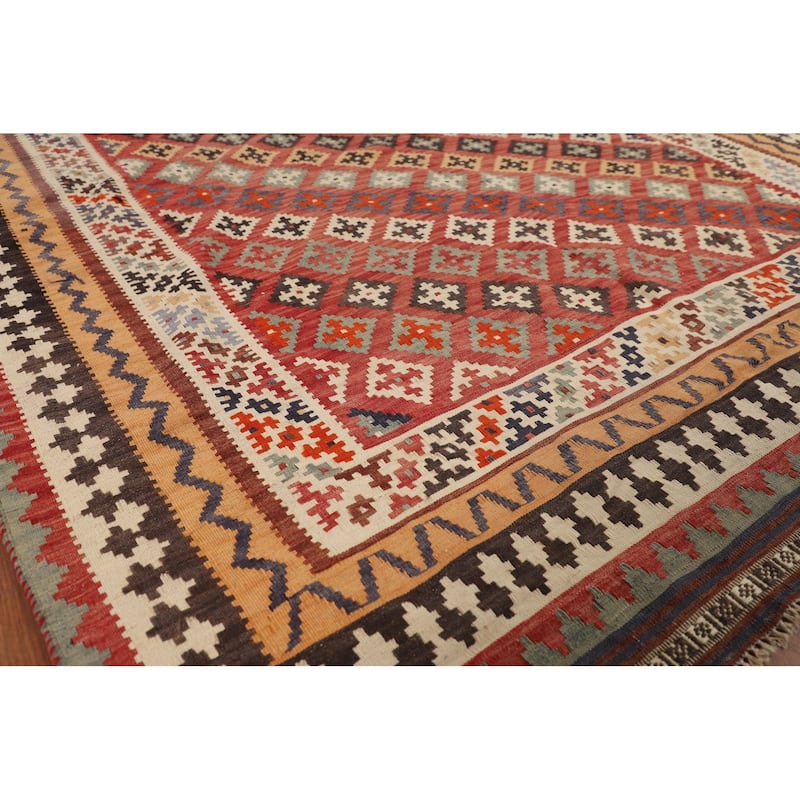 Kilim Qashqai Persian Vintage Rug Flatweave Traditional Wool Carpet - 4'2"x 7'8"