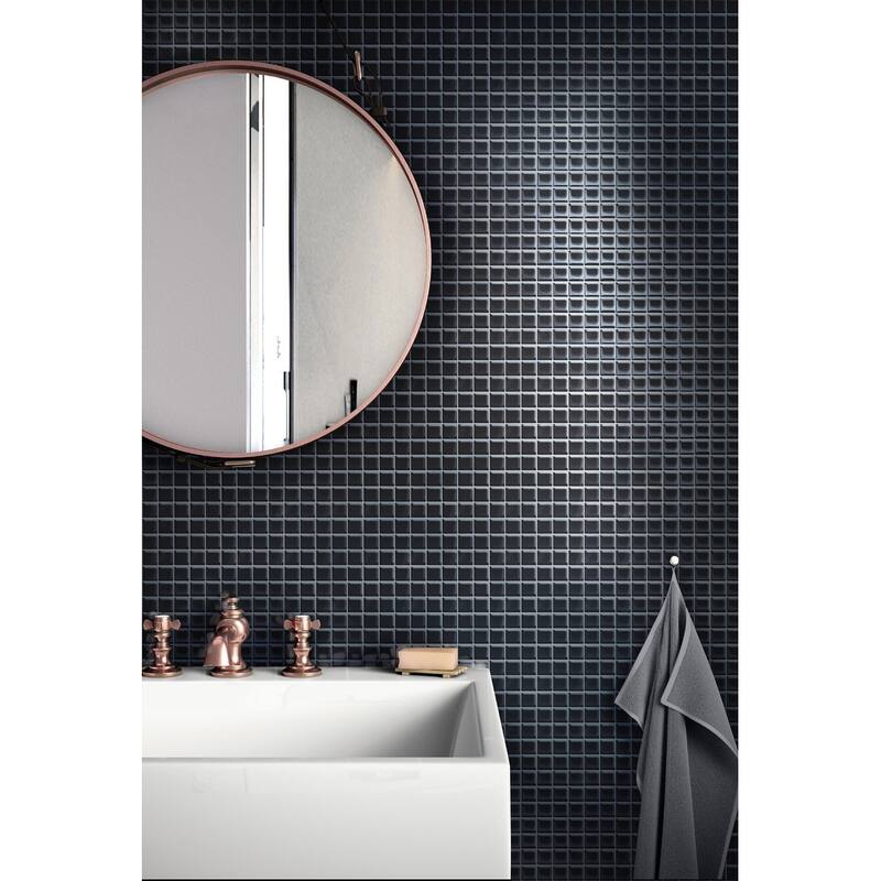 Apollo tile 12" x 12" Colorway Glossy Black Glass Tile (9.67 sq ft/case) - 10 Pack