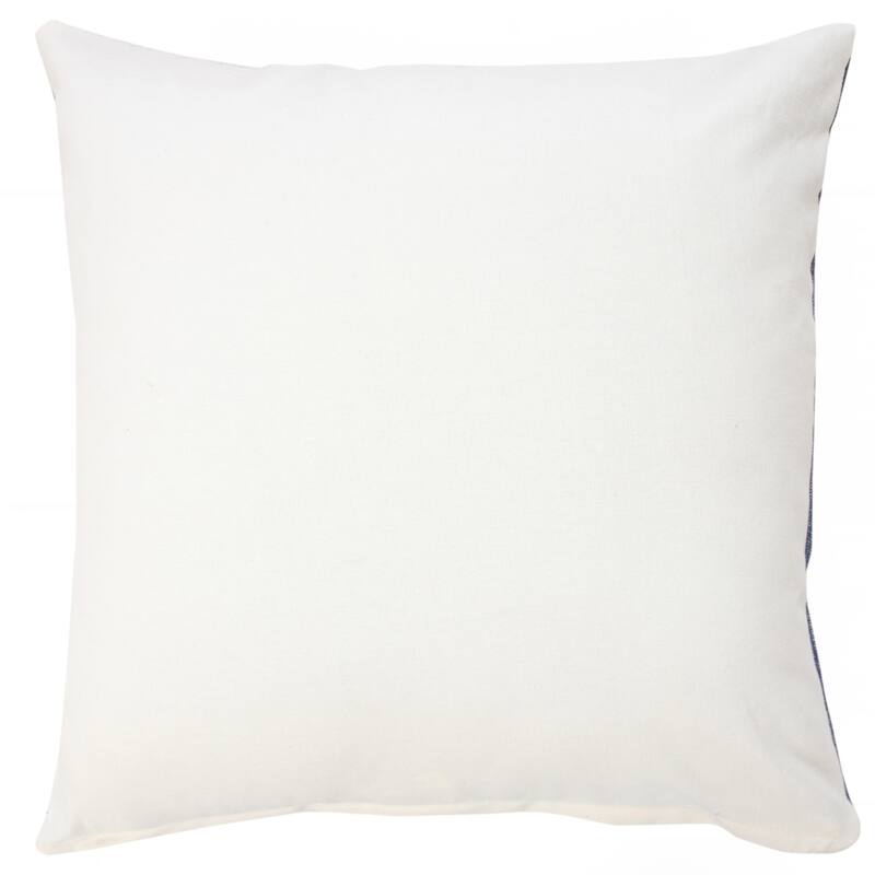 Handwoven Damask Cotton Throw Pillow Cover - 20" - Blue and White