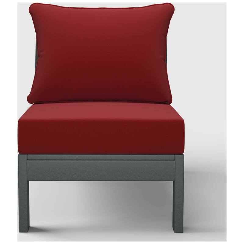 Birchwood All Weather HDPE Outdoor Patio Deep Seating Gray Armless Chair With Cushions (1-Piece)