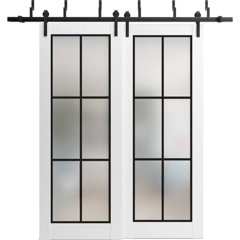 Barn Bypass Doors 36 x 80 Planum 2122 White Silk Sturdy 6.6ft - Grey - 36" x 96" ( 2* 18x96)