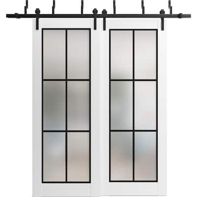 Barn Bypass Doors 36 x 80 Planum 2122 White Silk Sturdy 6.6ft