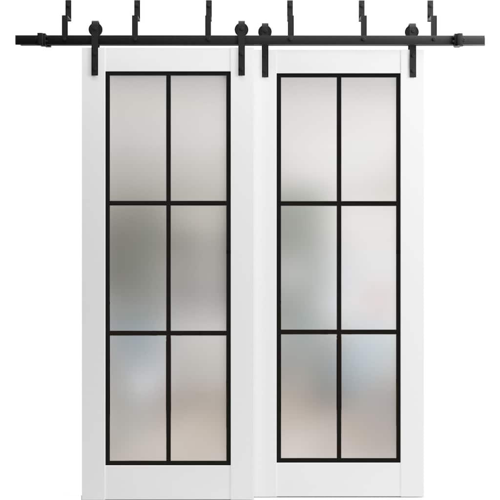 Barn Bypass Doors 36 x 80 Planum 2122 White Silk Sturdy 6.6ft