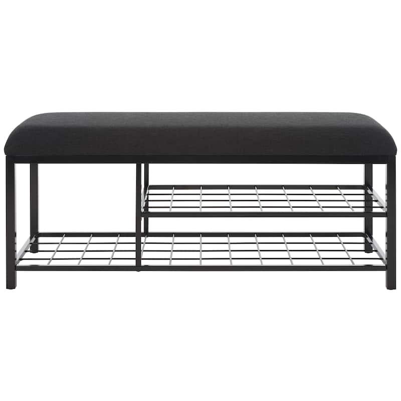 SAFAVIEH Yael Open Shelf Bench with Cushion - 42" W x 15" D x 18" H - 42Wx15Dx18H