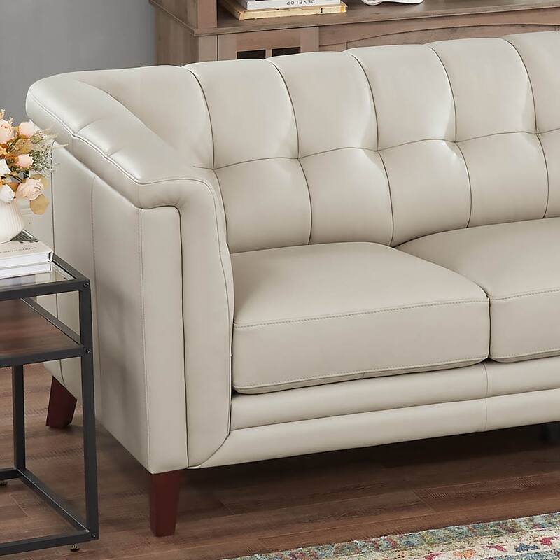 Hydeline Arvo Top Grain Leather Loveseat with Feather, Memory Foam and Springs