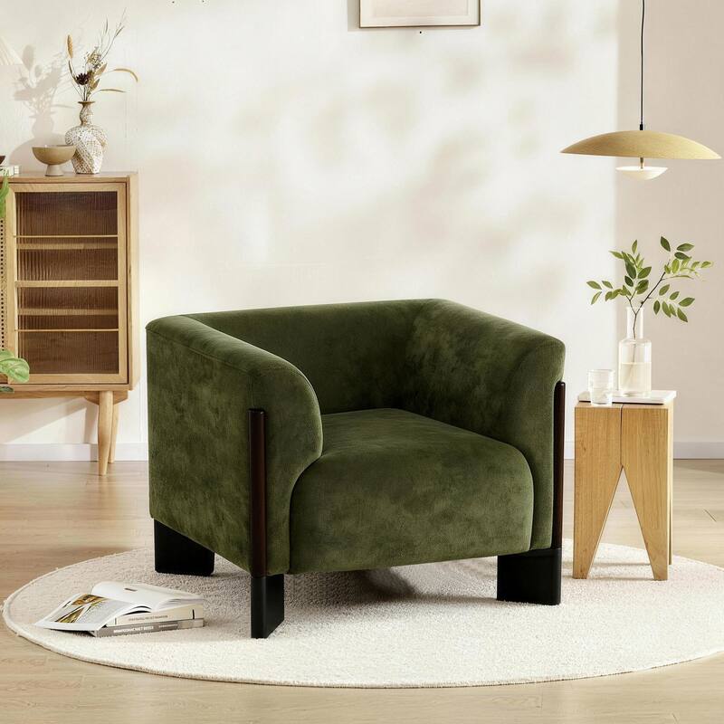 Modern Upholstered Arm Club Chair - Green