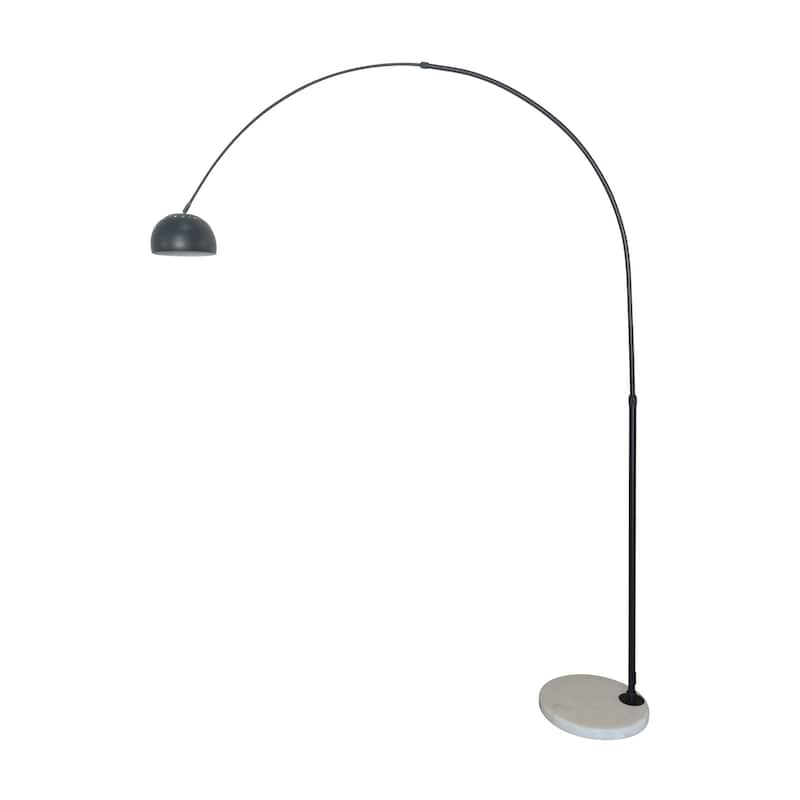 Floor Lamp with White Marble Base and Metal Lamp Shade Arco Collection - 76"