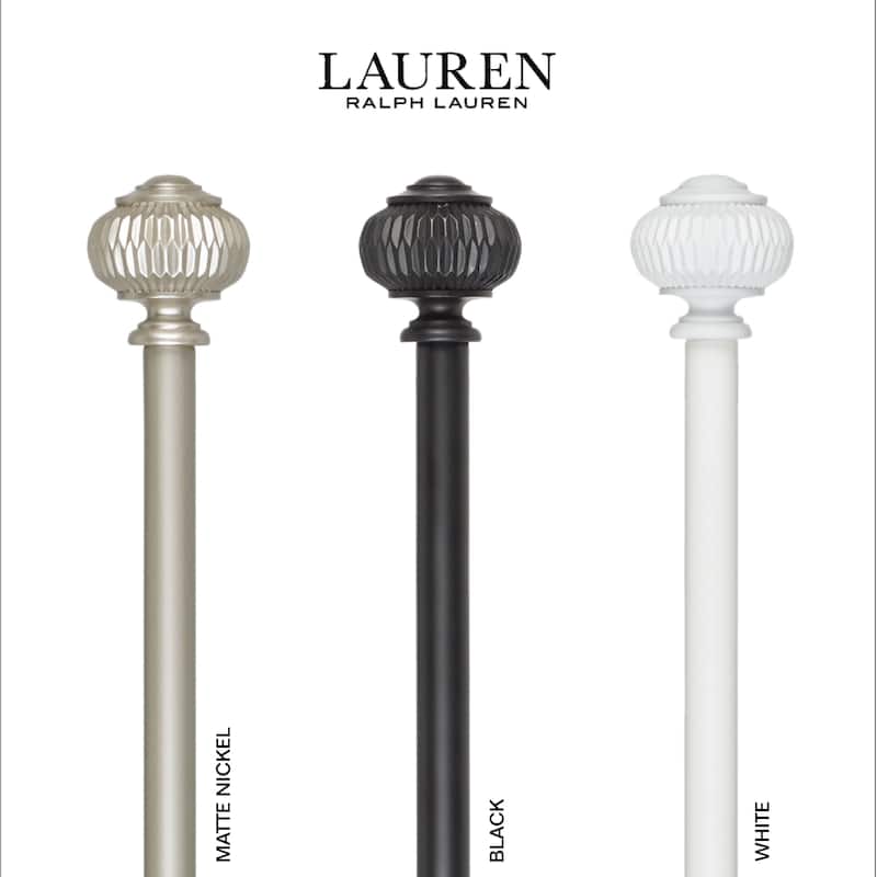 Lauren Ralph Lauren Cayson 1" Adjustable Window Curtain Rod and Finial Set