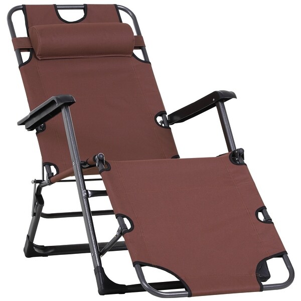 Outsunny 2 in 1 Patio Lounge Chair w Pillow Outdoor Folding Sun