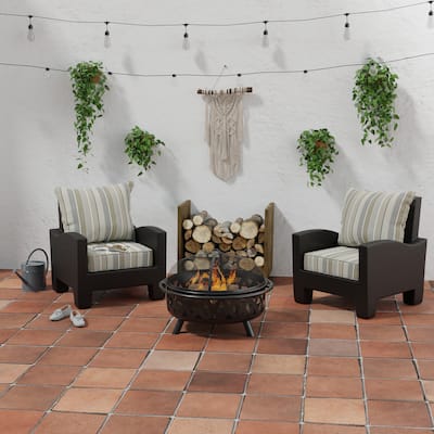 Sunbrella 24" x 47" Gray Stripe Outdoor Deep Seat Cushion Set with Welt - 46.5'' L x 24'' W x 6'' H