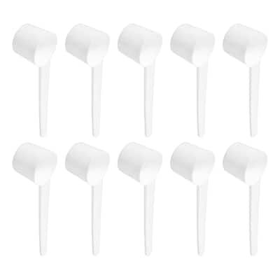10Pcs Plastic Measuring Spoons Powder Scoops Spoon Flat Bottom, 5g White