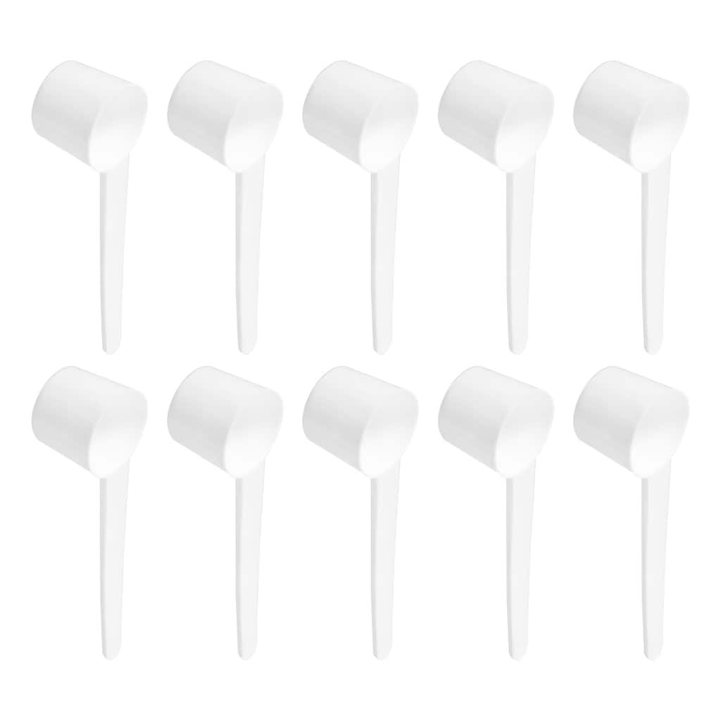 Plastic Measuring Spoons Powder Scoops Spoon Flat Bottom, 5g White